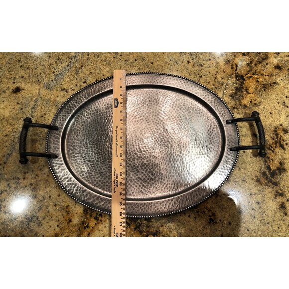 GG Collection Large Oval Tray Antique Silver - Picture 3 of 4